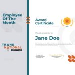 Employee of the month award certificate