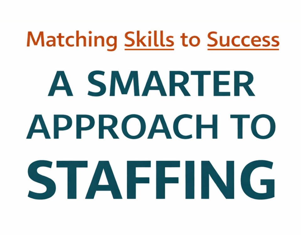 Centered text graphic reading “A Smarter Approach to Staffing: Matching Skills to Success” representing skills-based hiring strategies