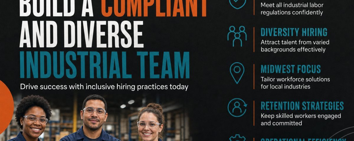 Diverse industrial workers collaborating on warehouse floor