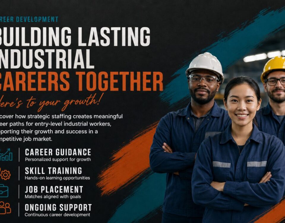 Entry-level industrial worker receiving hands-on training in manufacturing facility