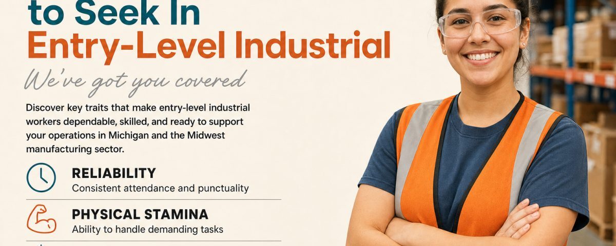 Entry-level industrial worker carefully assembling parts on a manufacturing line