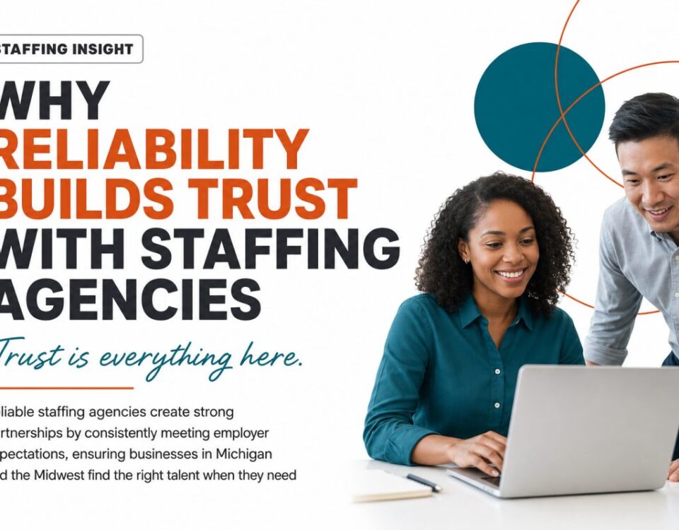 Staffing agency representative having a professional conversation with a manufacturing employer
